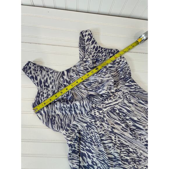 BCBGeneration Animal Print Silky Mini Sheath Dress Blue & White Sleeveless Sze 8 - Picture 5 of 8